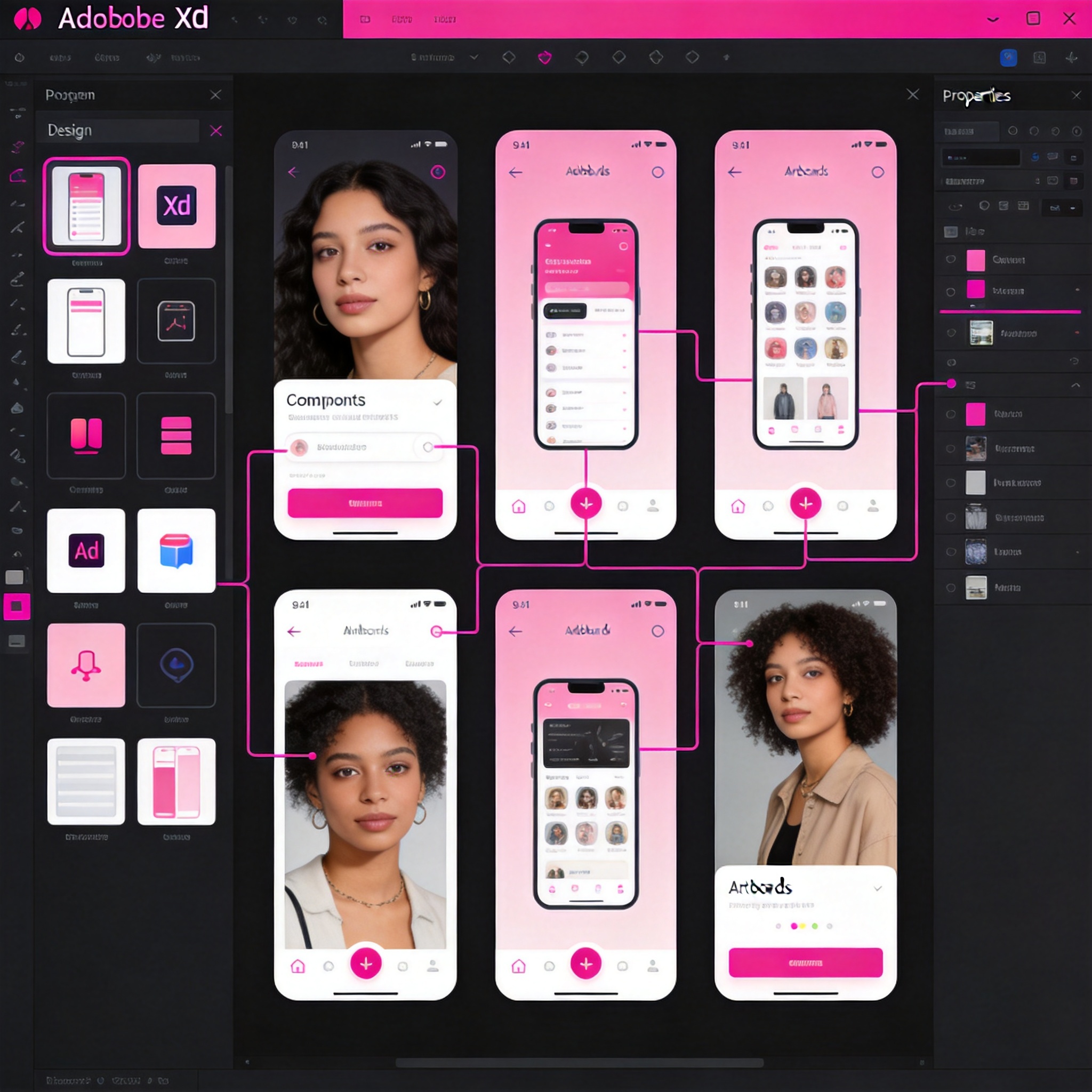Adobe XD界面设计工作区预览
