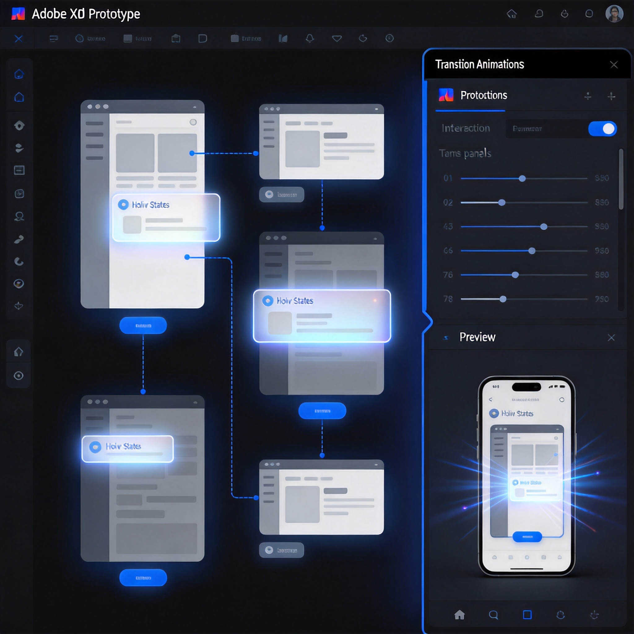Adobe XD交互原型制作界面