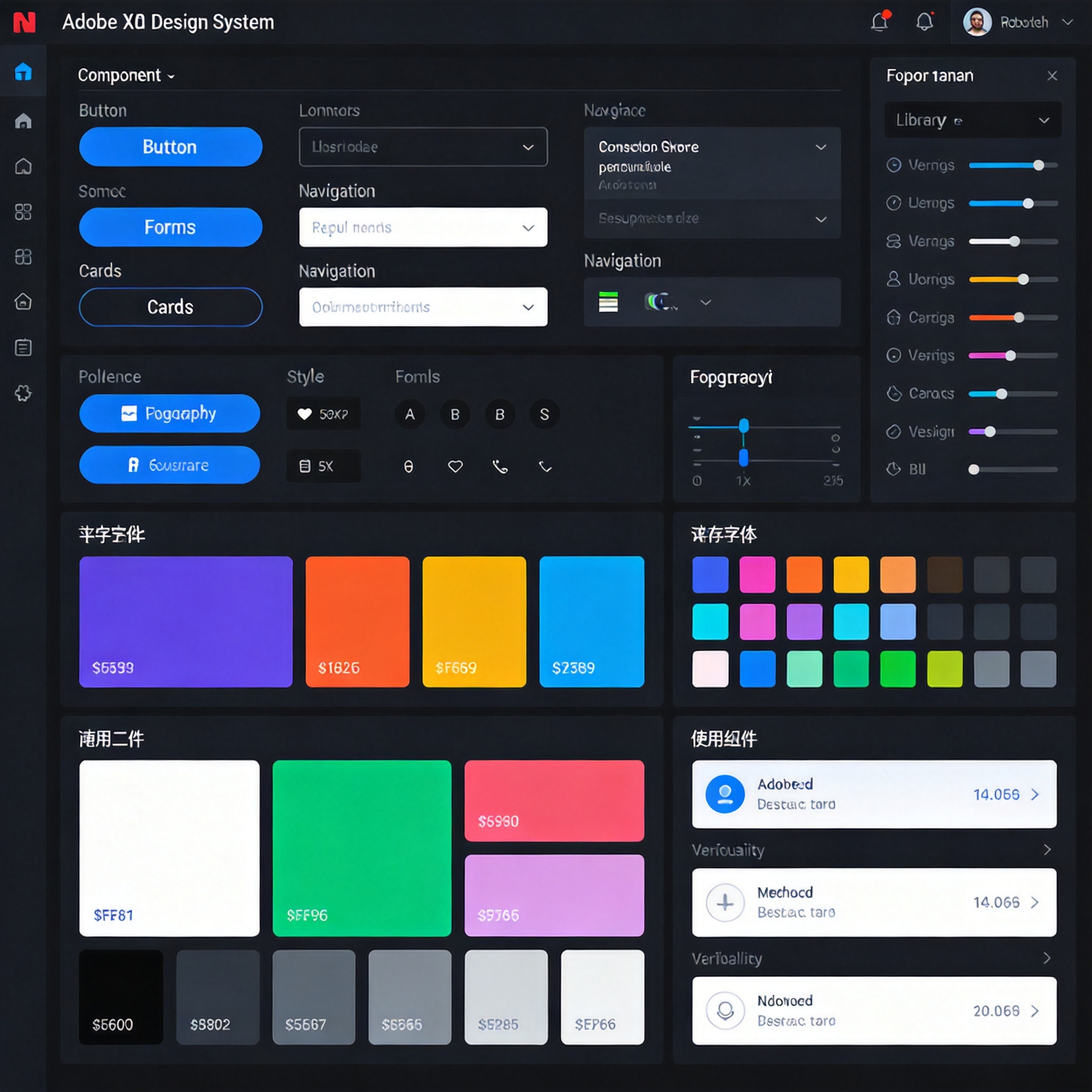 Adobe XD组件库管理界面